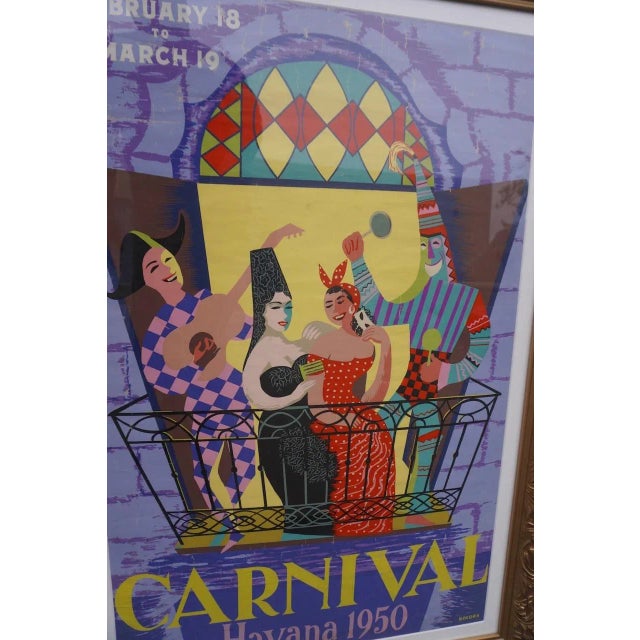 1950s Bermudez Original Carnival Havana 1950 Poster, Framed For Sale - Image 5 of 8