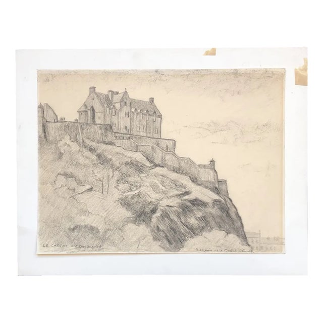 Frédéric Schmied, Le Castel À Edimbourg, 1958, Graphite on Paper For Sale