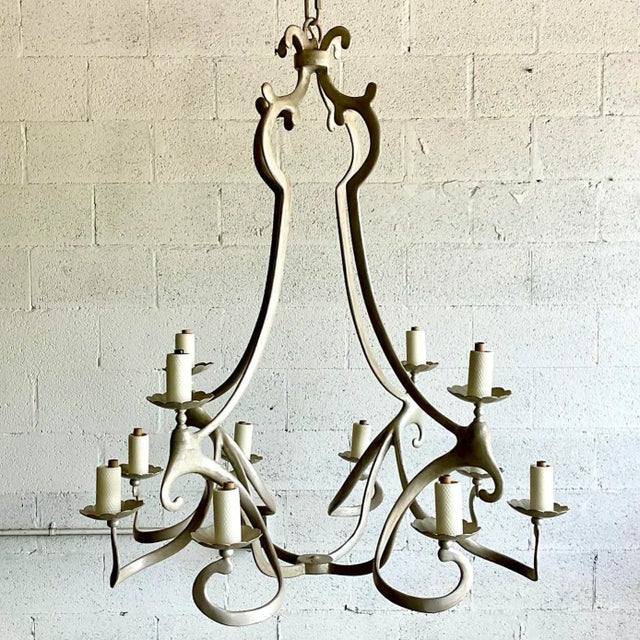 Vintage Niermann Weeks 12 Arm Silver Leaf Crevecoeur Chandelier For Sale - Image 11 of 13