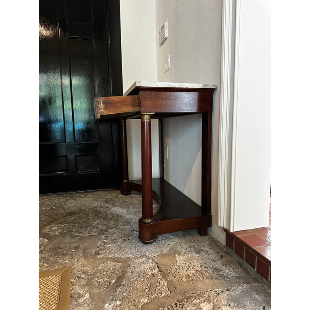 19th Century 19th Century French Empire Mahogany Console Table | Marble Top | 40.5” For Sale - Image 5 of 5