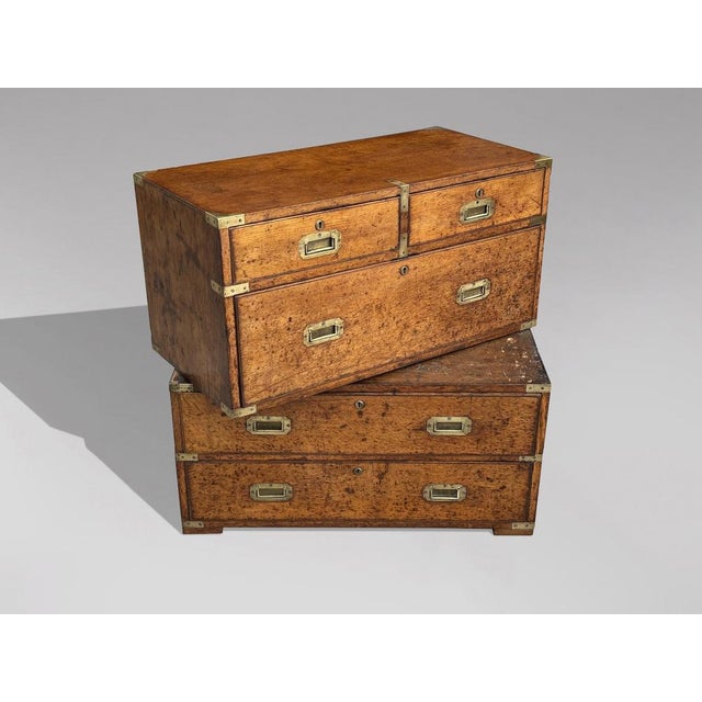 Military Campaign Chest of Drawers in Oak, 1840s For Sale - Image 3 of 18