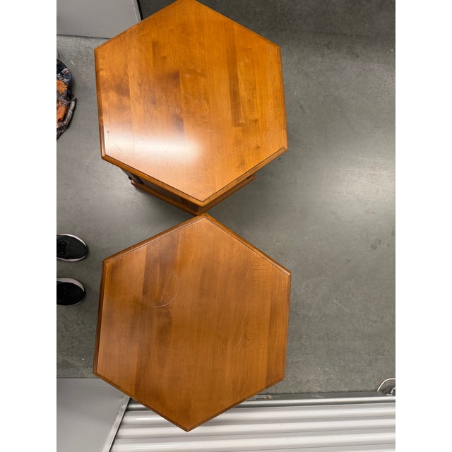 Wood Late 20th Century Early American Hexagon Side Table For Sale - Image 7 of 9