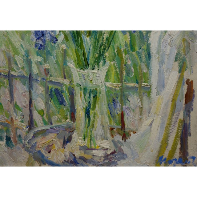 1990s Georgij Moroz, Purple Iris, Oil on Canvas, 1995 For Sale - Image 5 of 6