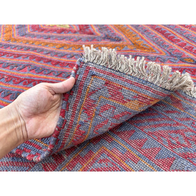 Multicolor Mushwani Hand-Woven Kilim Rug - 7'1" X 9'2" For Sale - Image 10 of 10