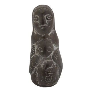South American Pachamama Carved Stone Earth Mother & Animals Amulet Figurine For Sale
