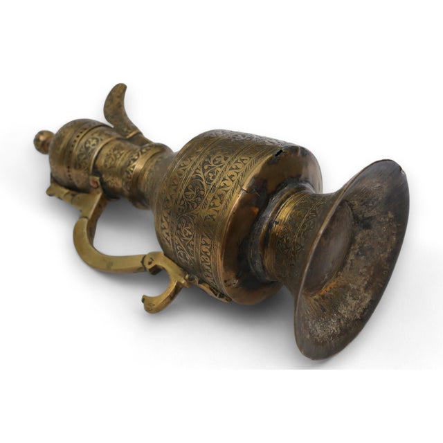 Goldenrod Antique Islamic Teapot in Brass Bukhara, 1900s For Sale - Image 8 of 17