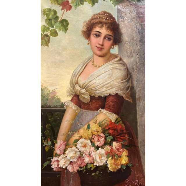 19th Century Romantic Austrian Female Portrait Oil Painting Signed H Rodeck For Sale - Image 4 of 12