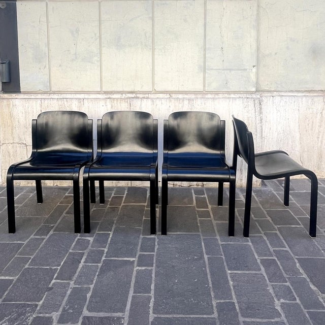 Wood Mito Tisettanta Chairs by Carlo Bartoli, Italy, 1970s, Set of 4 For Sale - Image 7 of 7