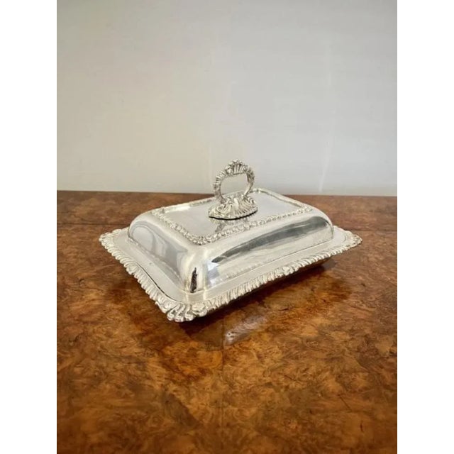 Antique Edwardian Ornate Silver Plated Rectangular Entrée Dish, 1900s For Sale - Image 6 of 6