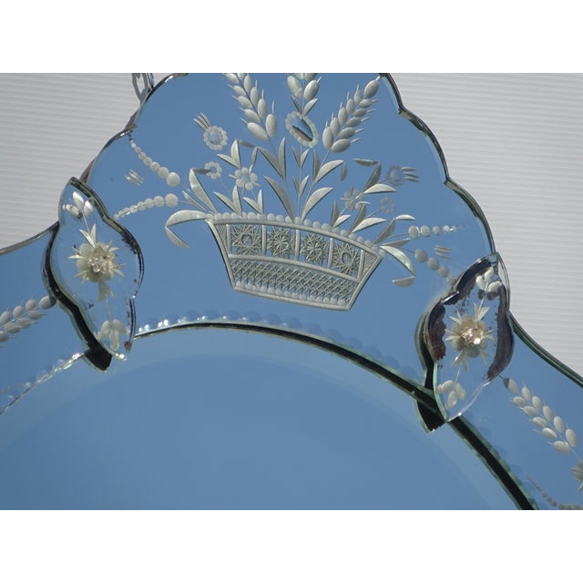 Vintage Venetian Oval Mirror with Pediment, 1950s For Sale - Image 4 of 18