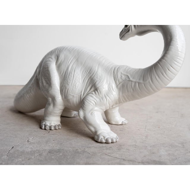 Vintage Italian Bassano Ceramic Dinosaur Sculpture - White Pottery Brontosaurus Figure, 1970s For Sale - Image 15 of 18