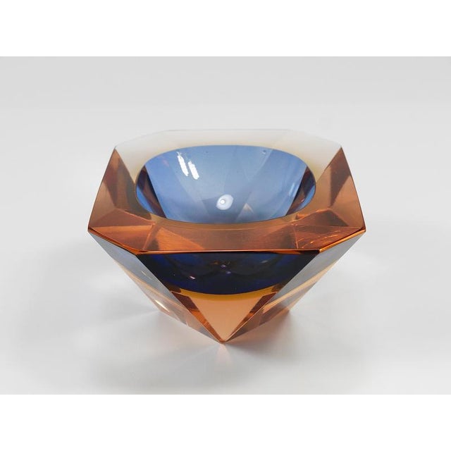 Sommerso Caviar Murano Glass Diamond Bowl by Flavio Poli attributed to Seguso, Italy, 1960s For Sale - Image 13 of 18