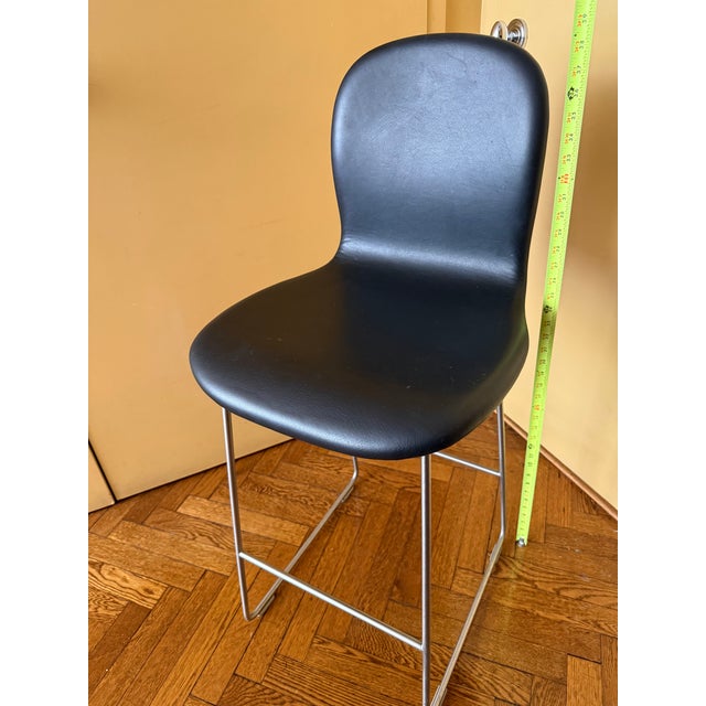 Cappellini Authentic Cappellini Jasper Morrison Tate Soft Leather Stools – Luminaire Chicago (Pair) For Sale - Image 4 of 4