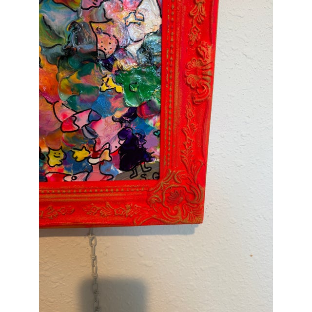 Red Original Abstract Painting Serg Graff "Kingdom of Pareidolia" Outsider Art Coa For Sale - Image 8 of 13