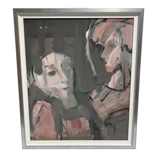 1980s Vintage Abstract Man & Woman Painting., Framed For Sale