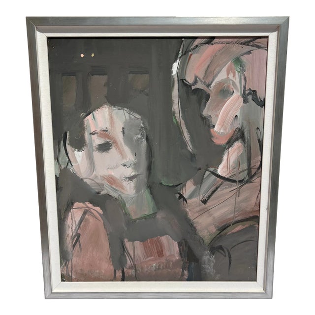 1980s Vintage Abstract Man & Woman Painting., Framed For Sale