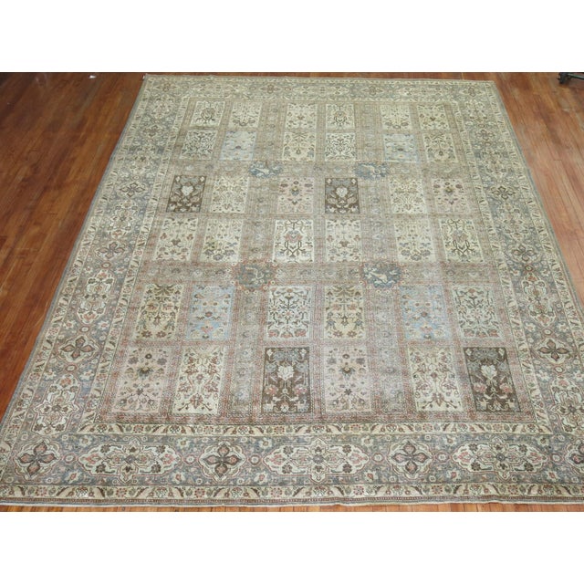 Garden Box Design Antique Persian Tabriz Room Size Rug For Sale - Image 14 of 18