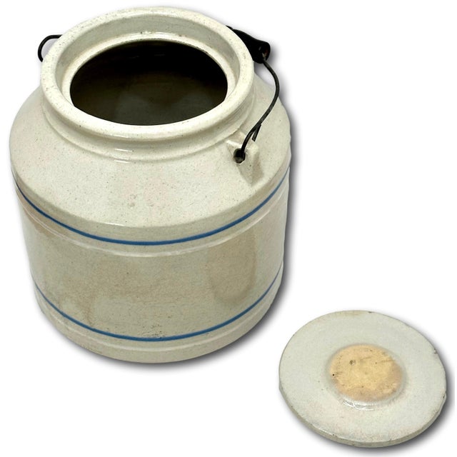 Large 1 Gallon Size Antique Pat. 1896 Finley & Acker Philidelphia Grocery Merchant Stoneware Jar With Handle & Lid For Sale - Image 9 of 12