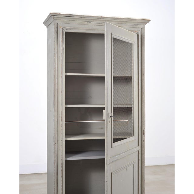 19th Century Country French Painted Pine Farmhouse Cupboard Cabinet For Sale - Image 9 of 18