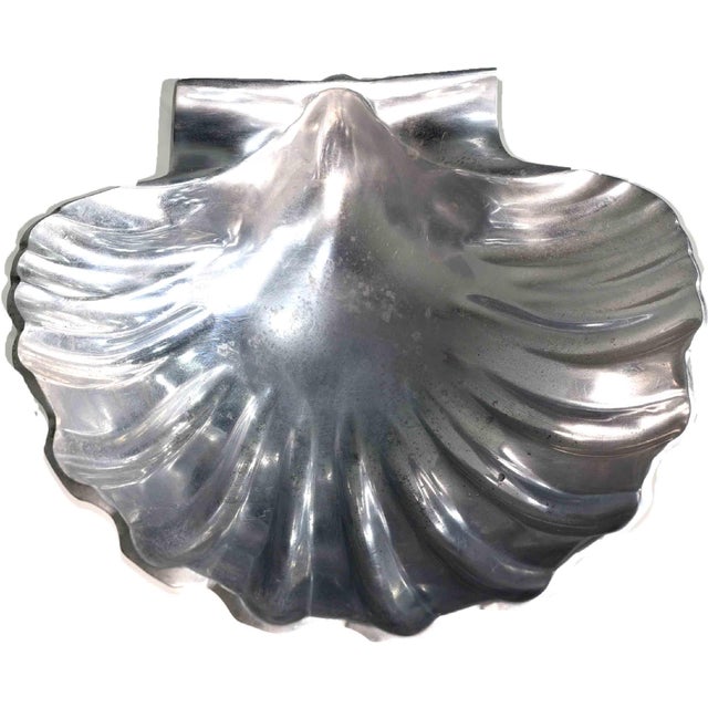 Coastal Polished Aluminum Decorative Clamshell Bowl Catchall For Sale - Image 12 of 13