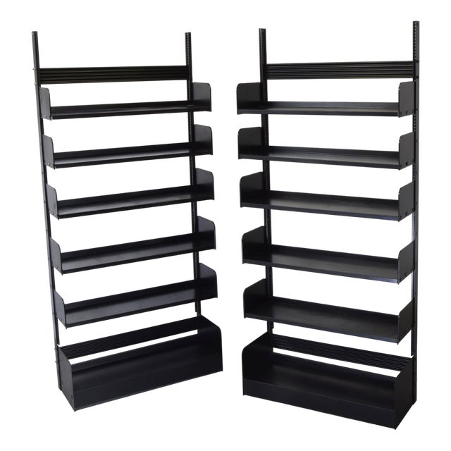 Industrial Metal Shelving Unit Congress Model in Black Lacquered Metal Frame from Lips Vago, Set of 2 For Sale