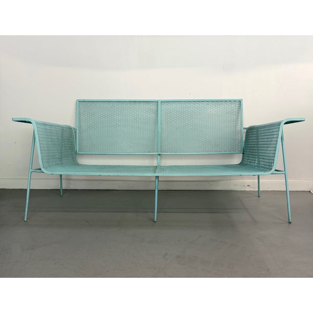 Green Mid-Century Modern Metal Mesh Settee in the Style of Russell Woodard For Sale - Image 8 of 8