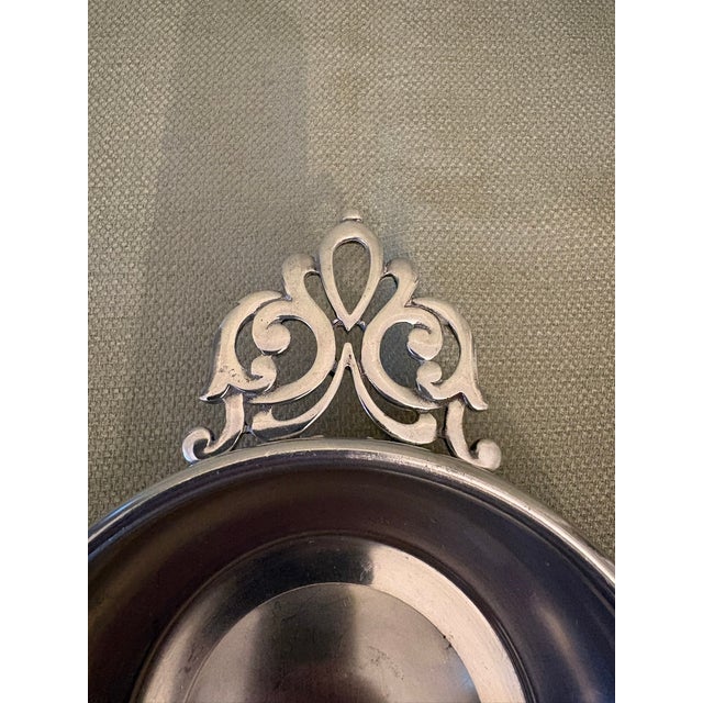 Late 20th Century Pewter Handled Serving Dish Bow For Sale - Image 4 of 6