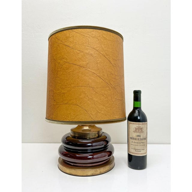 Mid-Century Modern Double Bubble Brown Glass Table Lamp, Italy, 1970s For Sale - Image 4 of 11