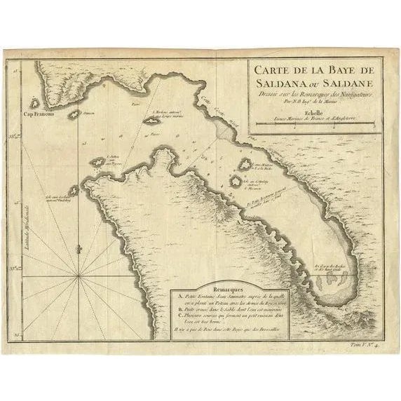 Mid 18th Century Antique Map of Saldanha Bay Near Cape Town by Bellin, 1750 For Sale - Image 5 of 5