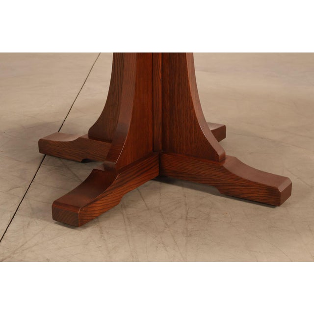 Stickley Stickley Mission Collection 46" Round Oak Pedestal Dining Table For Sale - Image 4 of 18