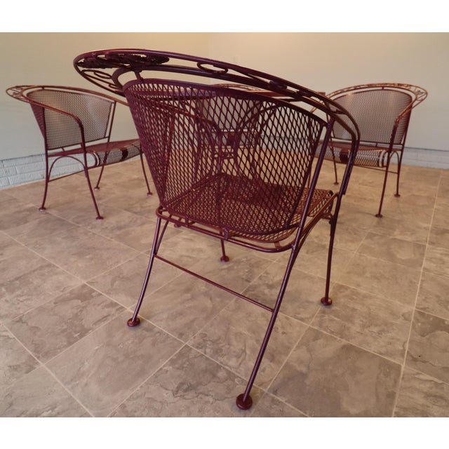 Mid-Century Russell Woodard Grapevine Wrought Iron Patio Dining Set, 5 Pieces, C. 1950s, Attributed For Sale - Image 13 of 16