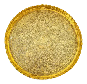 Indo-Persian Mughal Handcrafted Hammered Brass Decorative Tray