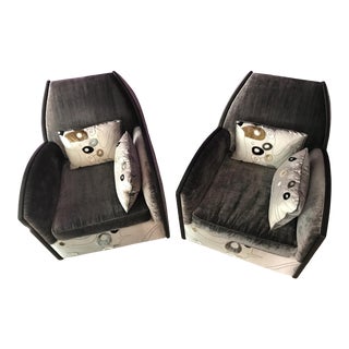 1930s Parisian Leviathan French Art Deco Club Chairs - a Pair For Sale