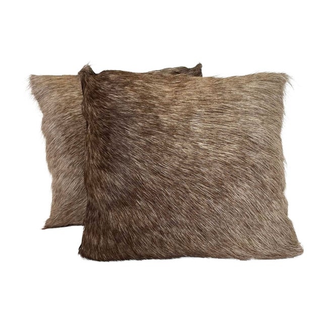 Pair of Natural Hair-on-Hide Accent Pillows For Sale