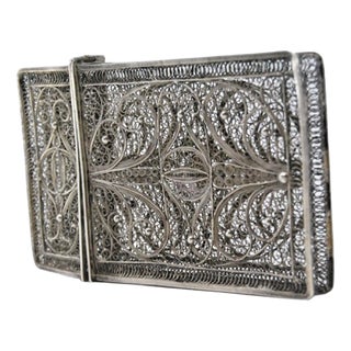 Vintage Filigree Silver Cartoneira For Sale