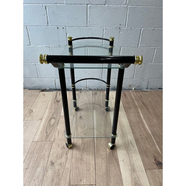 1980s Modern Black and Brass Tea or Bar Cart, Vintage Design, Elegant Style For Sale - Image 5 of 11