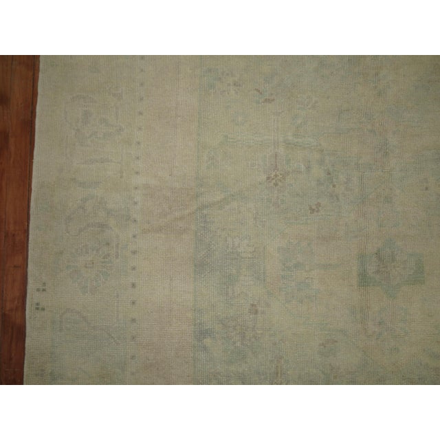 Vintage Zabihi Collection Pale Green Turkish Oushak Rug - 6' x 9'4" For Sale In New York - Image 6 of 7