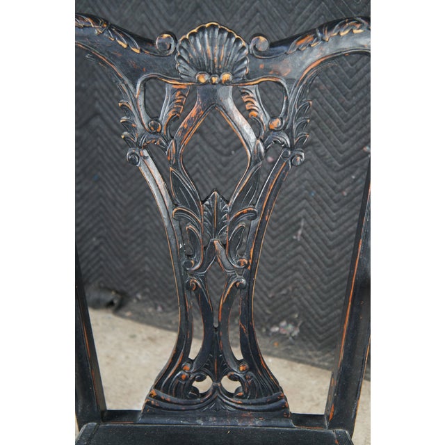 Late 20th Century 2 English Chippendale Style Black Painted Mahogany Ball & Claw Armchairs For Sale - Image 12 of 12