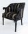 Vintage Ebonized Carved Ram's Head Bergère Chairs, Pair Offered for sale is a pair of ebonized carved wood Bergère chairs...