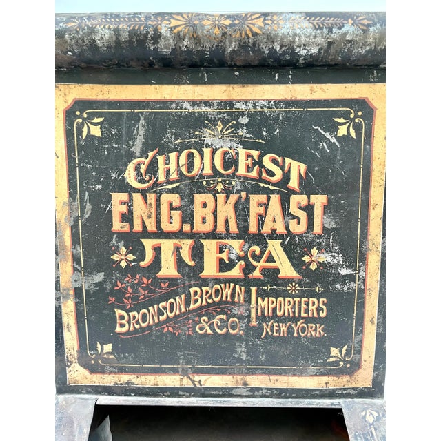 Antique Large Shopkeeper Advertising Tea Metal Bin For Sale - Image 4 of 13