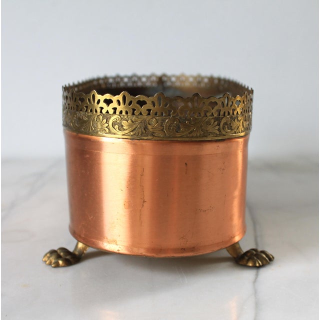 Vintage Oval Copper and Brass Planter or Jardiniere For Sale - Image 4 of 9