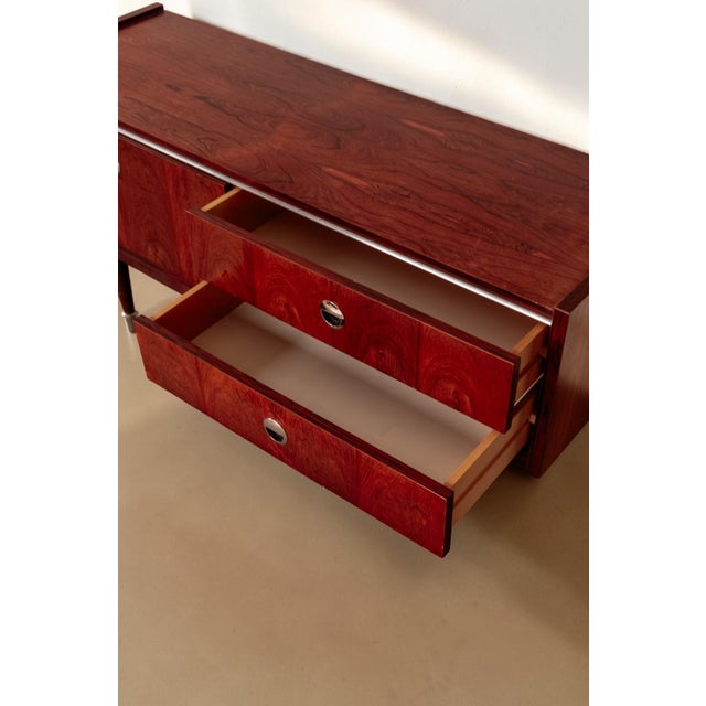Mid-Century Modern Mid-Century Indonesian Rosewood Veneer and Chrome Lowboard Dresser, 1960s For Sale - Image 3 of 11