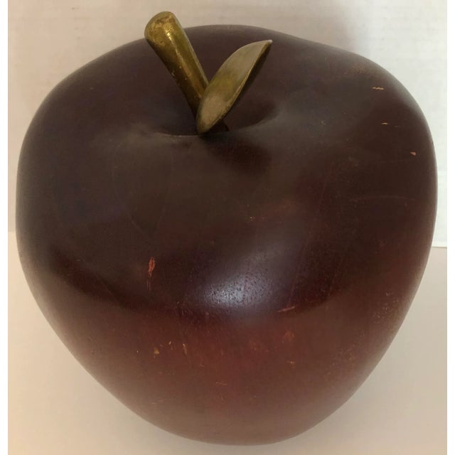 Wood Apple With Solid Brass Stem For Sale - Image 4 of 7