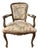 Late 20th Century Italian Louis XV Style Armchair With Carved Wood Polychrome Finish and Custom Upholstery For Sale
