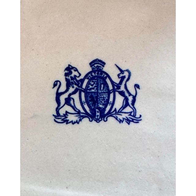 Victorian Antique Staffordshire Ironstone Blue Rose Floral Lidded Cheese Keeper Dome For Sale - Image 3 of 12
