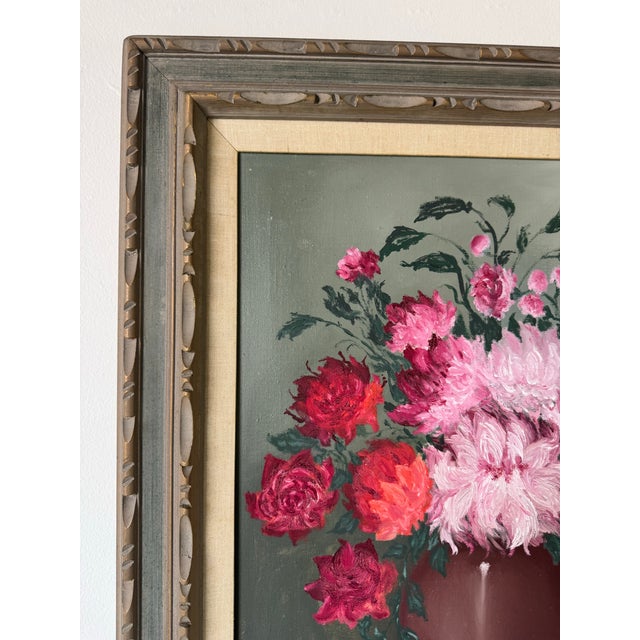 1940s Vintage Floral Still Life Oil on Canvas Painting by Edvi Illés – Framed For Sale - Image 5 of 10