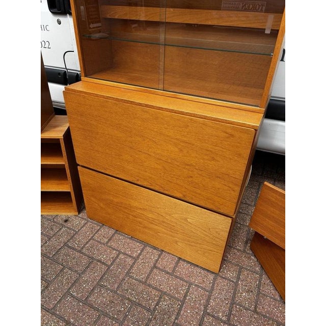 Brown Mid-Century Modern Floating Display Cabinet with Shelves and Drawers, Set of 13 For Sale - Image 8 of 16