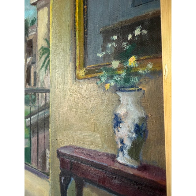 Vintage Mediterranean Villa Interior Oil Painting on Canvas – Framed For Sale - Image 9 of 12