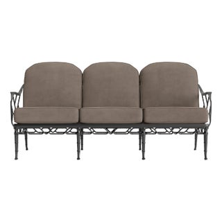 Brown Jordan Calcutta Sofa, Textured Pewter frame with Fusion Taupe fabric For Sale