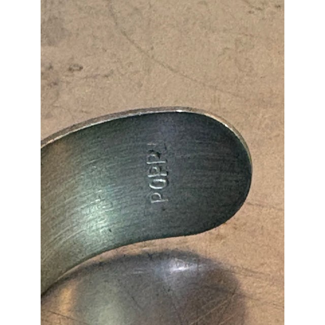 Mid-Century Modern Leonard Pewter Etched Floral Cuff Bracelet For Sale - Image 3 of 5